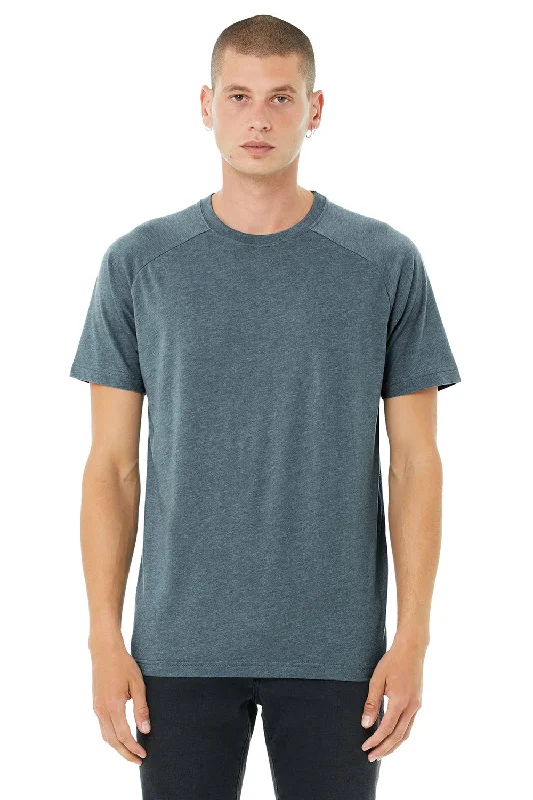 short sleeve t-shirts with modern prints for men -Bella + Canvas Mens CVC Raglan Short Sleeve Crewneck T-Shirt - Heather Slate