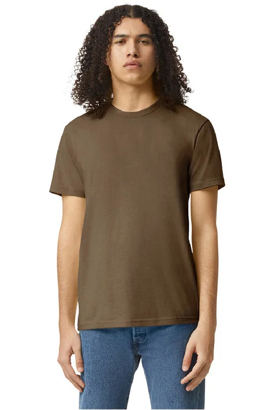 versatile short sleeve shirts for all occasions -American Apparel Mens CVC Short Sleeve Crewneck T-Shirt - Heather Army Brown