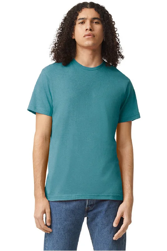 comfortable casual short sleeve shirts for men -American Apparel Mens CVC Short Sleeve Crewneck T-Shirt - Heather Arctic Blue