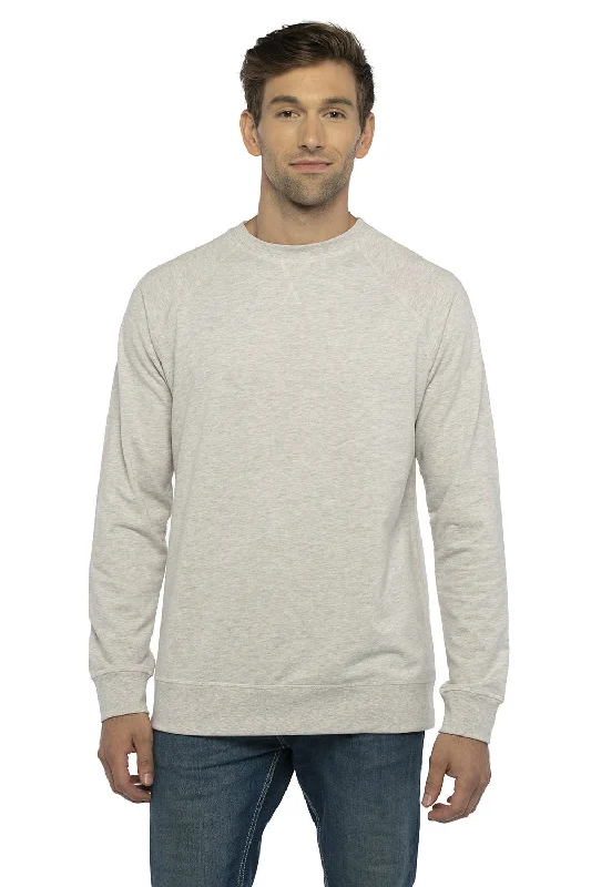 affordable graphic short sleeve shirts for men -Next Level Mens French Terry Long Sleeve Crewneck T-Shirt - Oatmeal