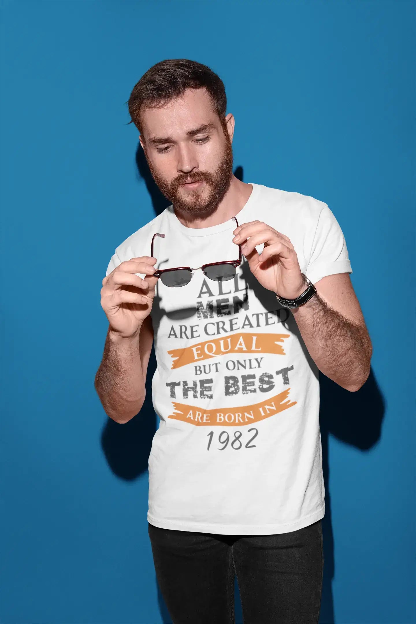 short sleeve shirts for men with graphics -1982, Only the Best are Born in 1982 Men's T-shirt White Birthday Gift 00510