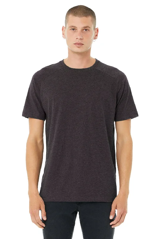 men’s comfy short sleeve shirts for work -Bella + Canvas Mens CVC Raglan Short Sleeve Crewneck T-Shirt - Heather Dark Grey