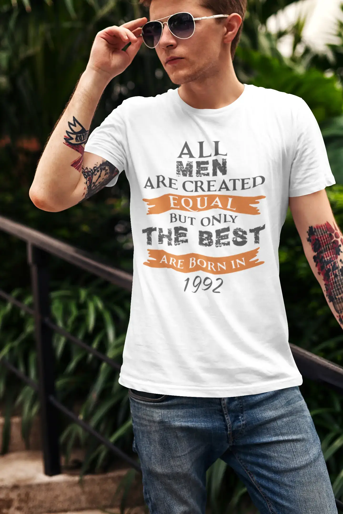 men’s stylish short sleeve shirts with patterns -1992, Only the Best are Born in 1992 Men's T-shirt White Birthday Gift 00510