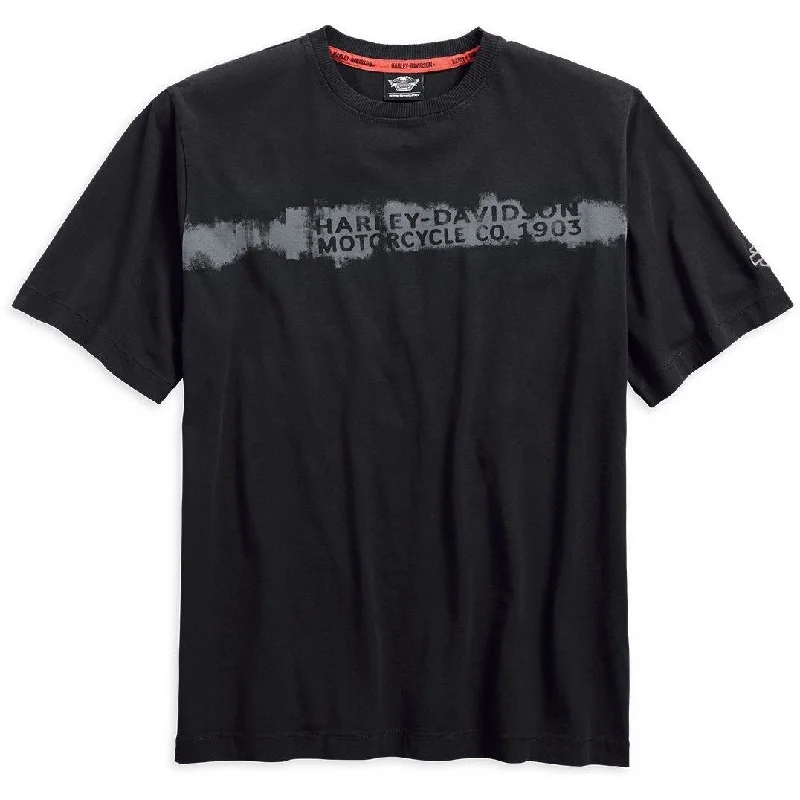 casual short sleeve shirts for men -Harley-Davidson™ Men's Black Printed Tee - 96404-18VM