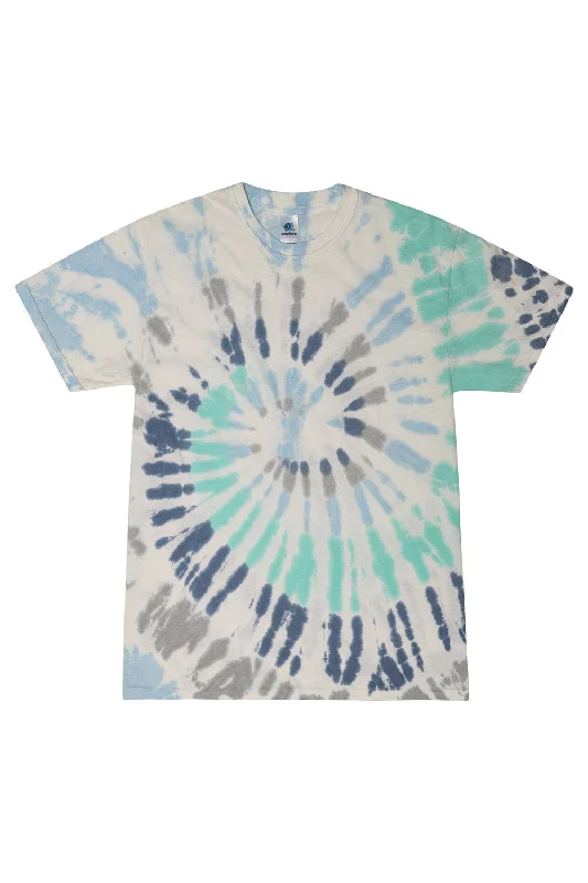 lightweight short sleeve polo shirts for men -Tie-Dye Mens Short Sleeve Crewneck T-Shirt - Glacier