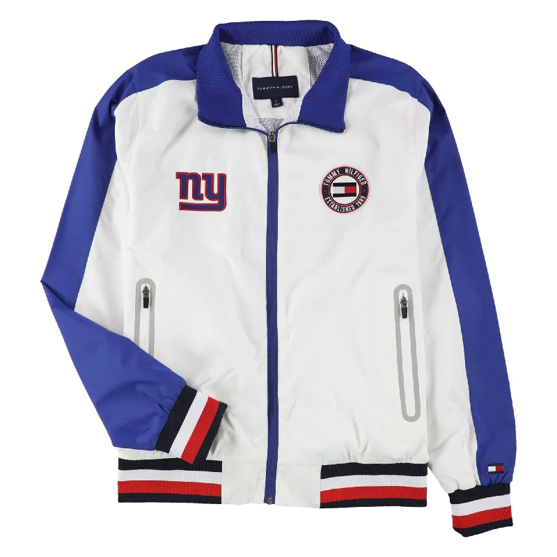 Men's flight jackets-Tommy Hilfiger Mens New York Giants Windbreaker Jacket, White, Medium