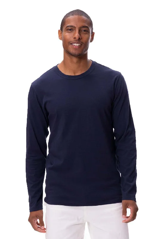 men’s luxury short sleeve shirts for summer -Threadfast Apparel Mens Ultimate Long Sleeve Crewneck T-Shirt - Midnight Navy Blue