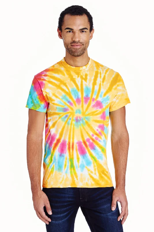 trendy casual short sleeve polo shirts -Tie-Dye Mens Short Sleeve Crewneck T-Shirt - Aurora