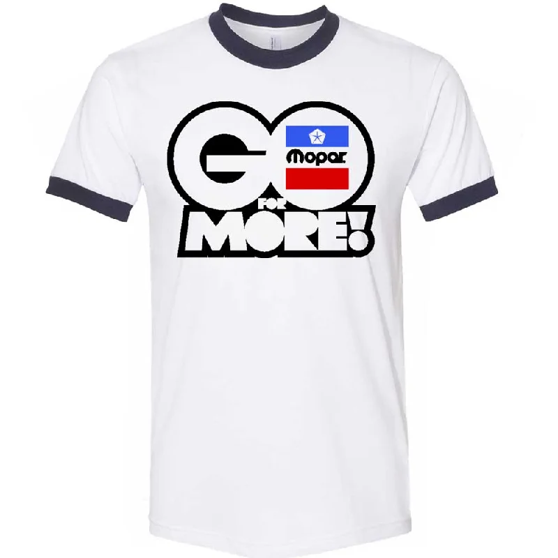 breathable short sleeve shirts for outdoor activities -Mens Mopar Go For More T-shirt (White/Navy Ringer)