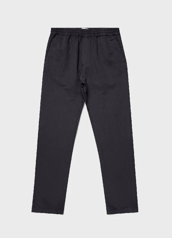 Men's pants with plush fit-Men's Cotton Linen Drawstring Trouser in Charcoal