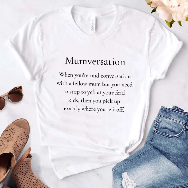 trendy short sleeve shirts for casual wear -Mumversation White T-Shirt