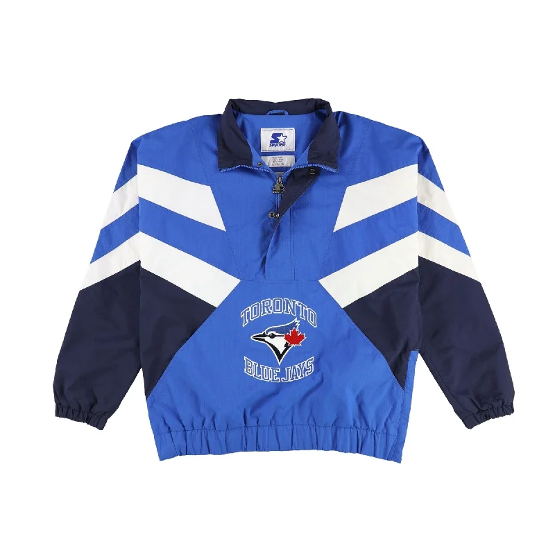 Men's striped jackets-STARTER Mens Toronto Blue Jays Raincoat, Blue, Large