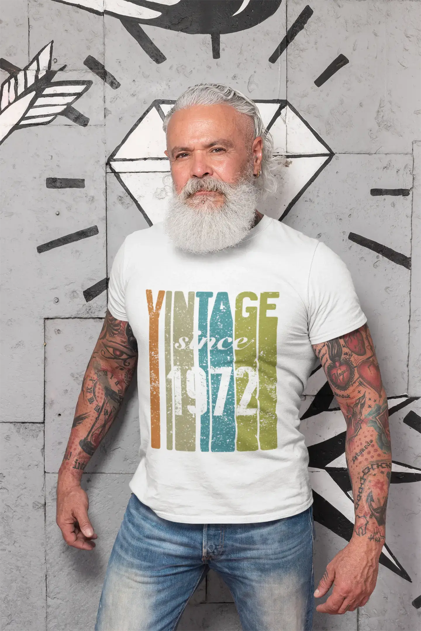 cool casual short sleeve t-shirts for men -1972, Vintage Since 1972 Men's T-shirt White Birthday Gift 00503