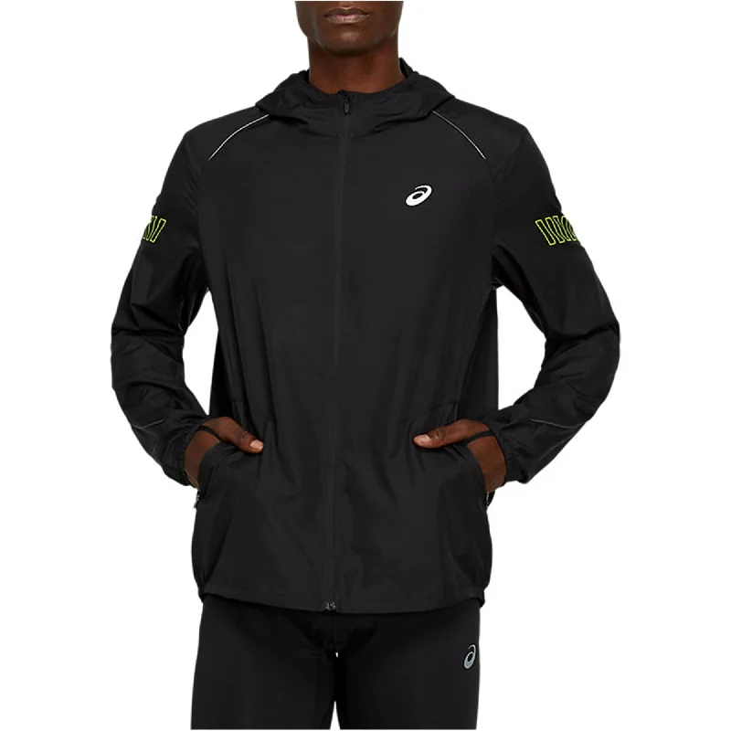 Men's polka dot jackets-ASICS Mens Lite-Show Jacket, Black, Small (Regular)