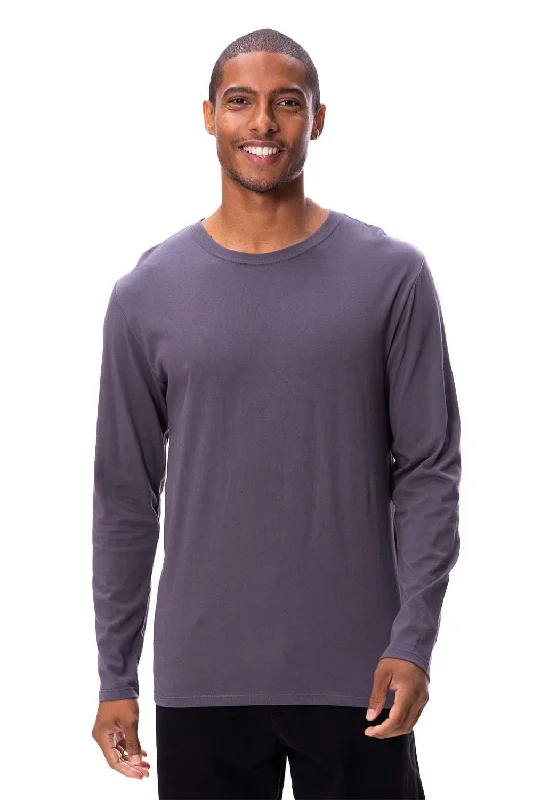 versatile short sleeve t-shirts for outdoor activities -Threadfast Apparel Mens Ultimate Long Sleeve Crewneck T-Shirt - Coal Grey