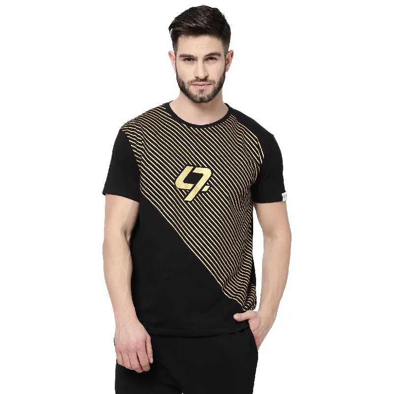 premium short sleeve shirts for men’s fashion -djbravo47 Men's Black Premium Stripe T-shirt