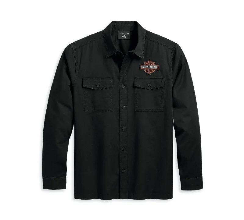 affordable men’s summer short sleeve shirts -Harley-Davidson Men's Bar & Shield Shirt,  Black Beauty - 96131-23VM