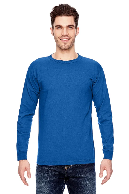 short sleeve graphic t-shirts for men -Bayside Mens USA Made Long Sleeve Crewneck T-Shirt - Royal Blue