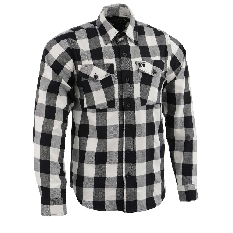 men’s short sleeve shirts with cool designs -Milwaukee Leather Men's Flannel Plaid Shirt Black and White Long Sleeve Cotton Button Down Shirt MNG11633