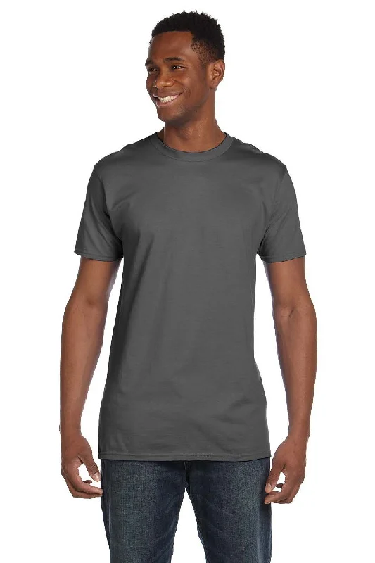 men’s printed short sleeve shirts for casual wear -Hanes Mens Perfect-T PreTreat Short Sleeve Crewneck T-Shirt - Smoke Grey