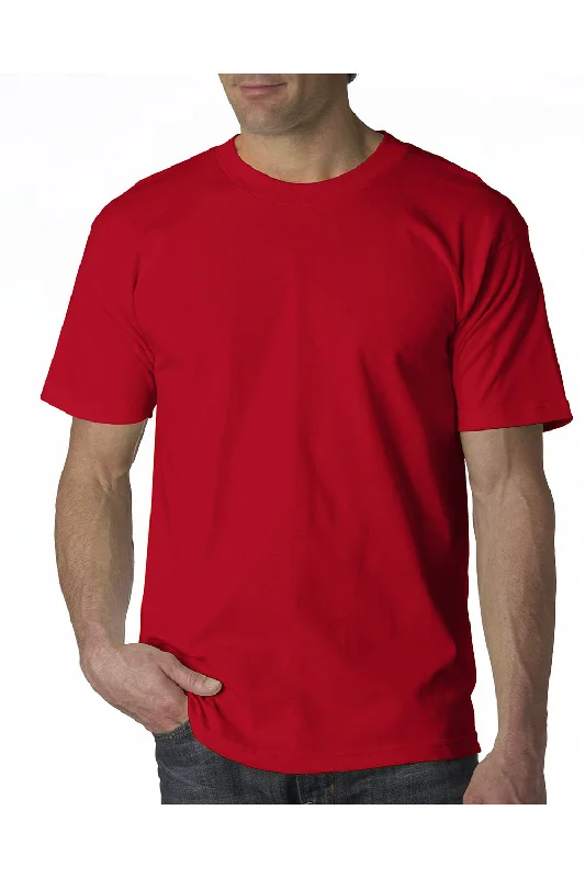 slim fit short sleeve polo shirts for men -Bayside Mens USA Made Short Sleeve Crewneck T-Shirt - Red