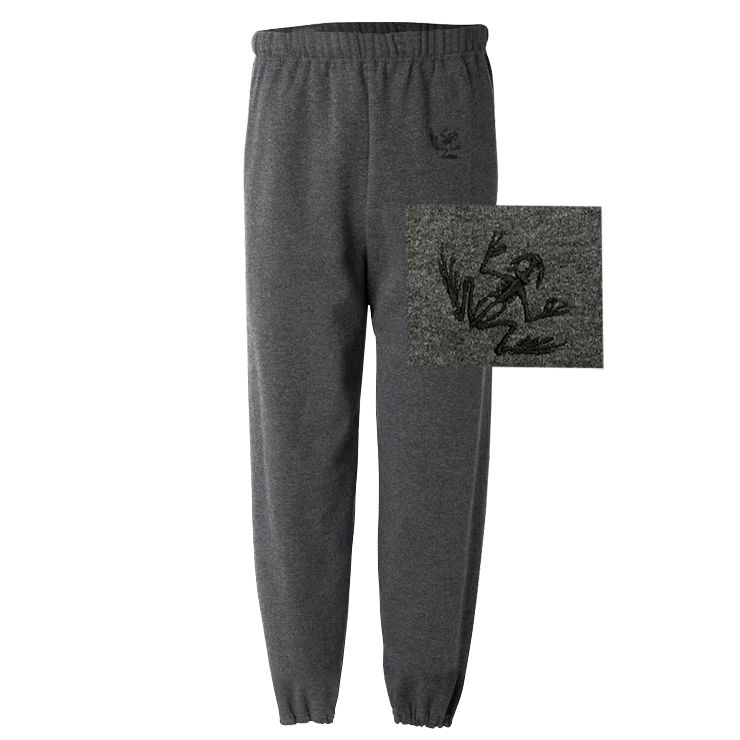 Men's pants with timeless tones-Men's Black Heather Bone Frog Sweatpants