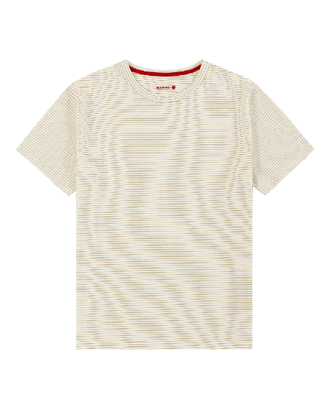 stylish casual short sleeve t-shirts -Striped Tee - White/Yellow