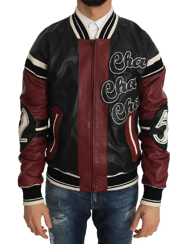 Men's leather jackets-Dolce & Gabbana Exquisite Sheepskin Leather Bomber Men's Jacket