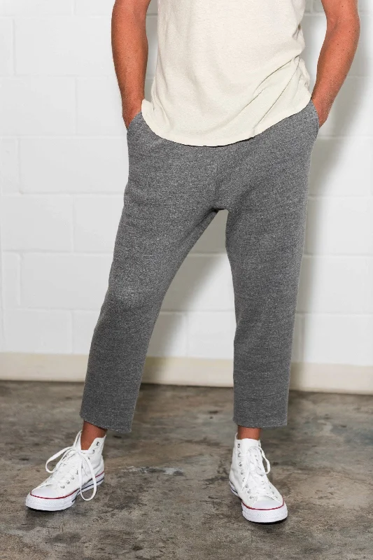 Men's pants for thin frames-Men's French Terry Cut Off Raw Hem Sweatpant