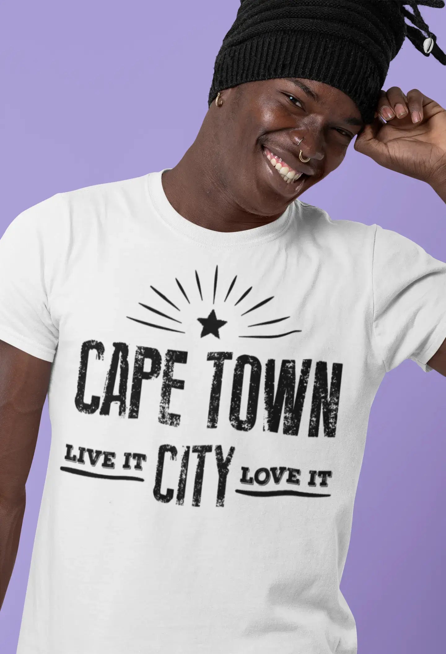 stylish graphic short sleeve shirts for men -Men's Vintage Tee Shirt Graphic T shirt Live It Love It CAPE TOWN White