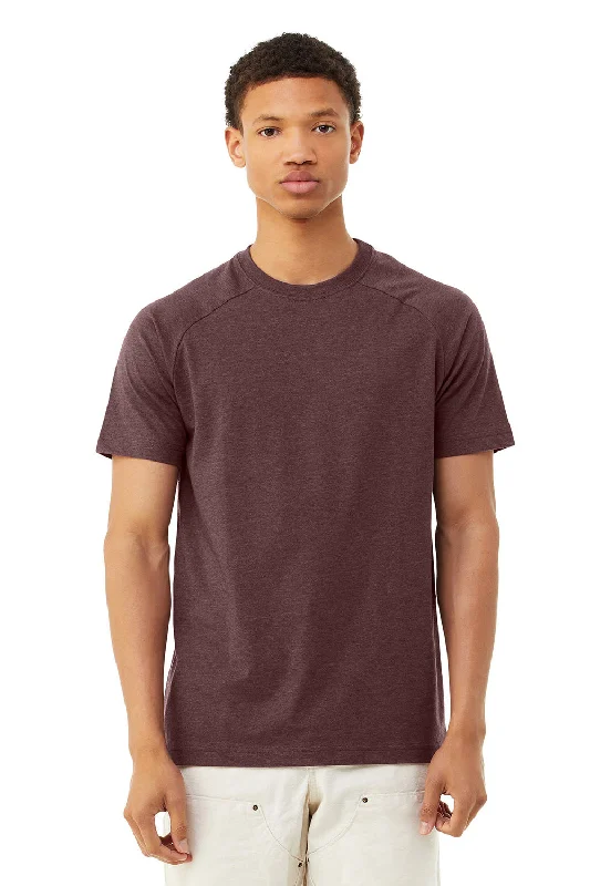 breathable short sleeve shirts for outdoor activities -Bella + Canvas Mens CVC Raglan Short Sleeve Crewneck T-Shirt - Heather Maroon