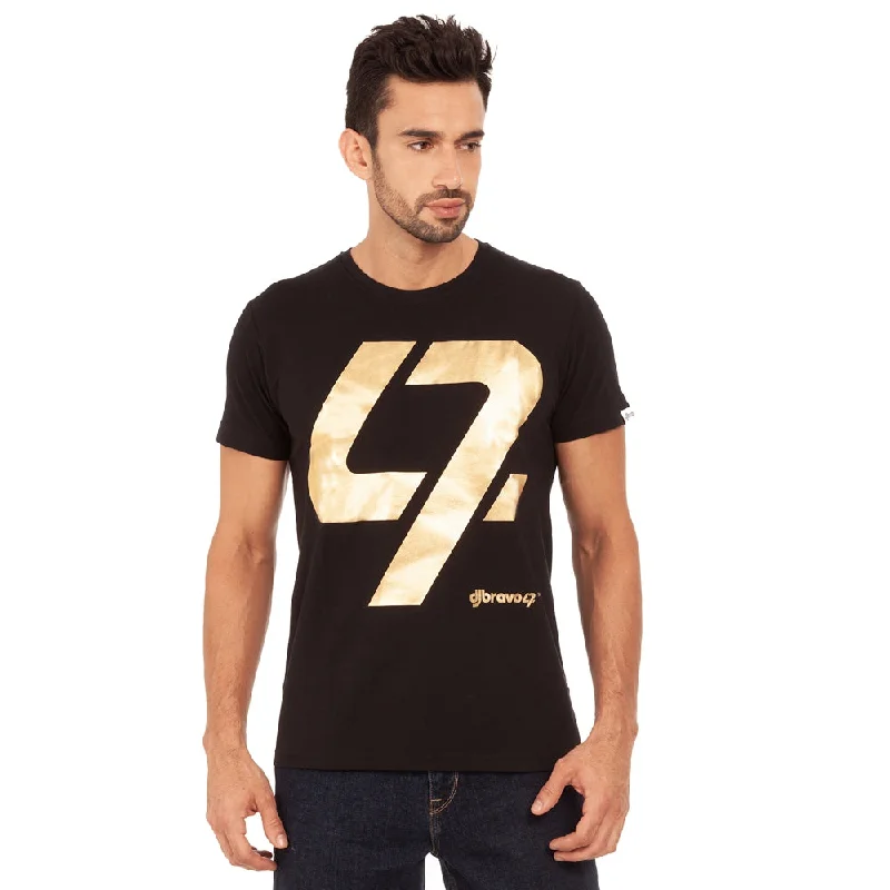 breathable and lightweight short sleeve t-shirts -djbravo47 Men's Black - 47 Gold Foiled T-shirt