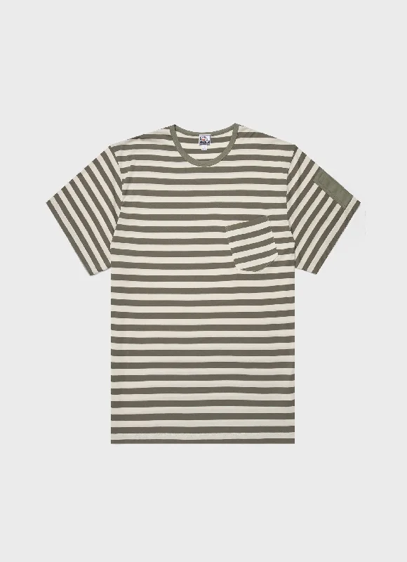 affordable short sleeve t-shirts for men -Men's Sunspel x Nigel Cabourn T-shirt in Army Green/Stone White