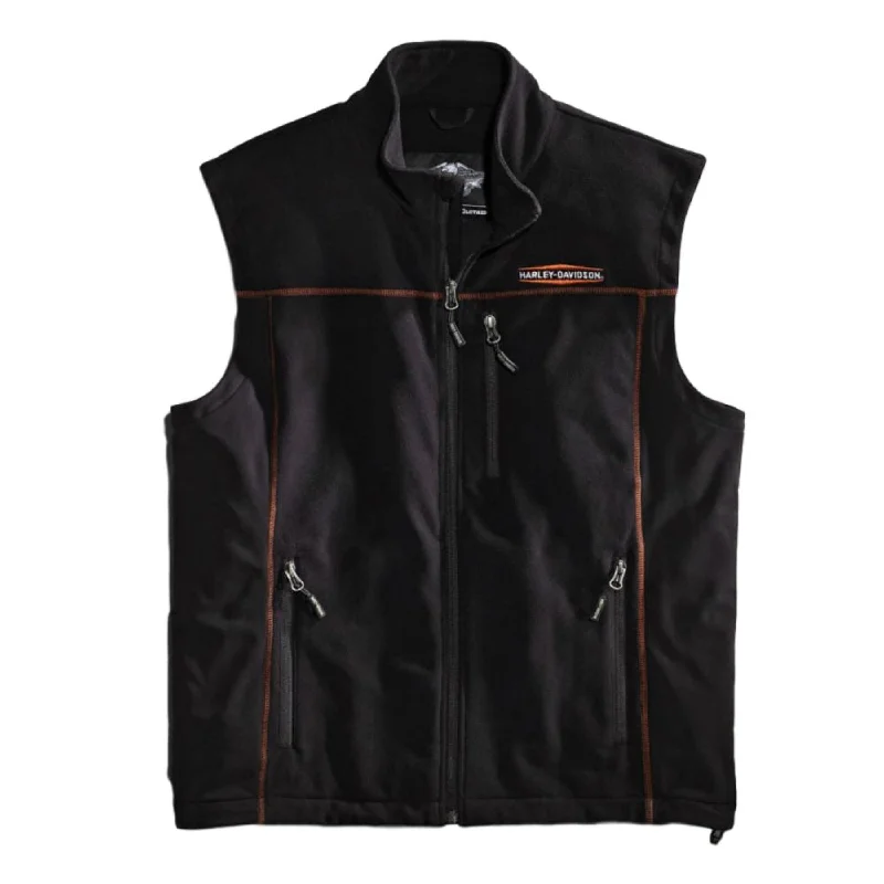 cool graphic short sleeve shirts for men -Harley-Davidson Men's Windproof Fleece Motorcycle Vest, Black. 98567-16VM