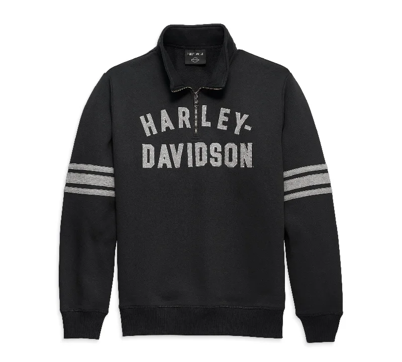 modern slim-fit short sleeve shirts for men -Harley-Davidson Men's Staple 1/4 Zip Pullover, Black Beauty - 96014-23VM