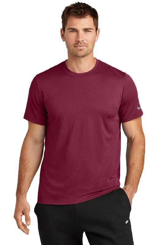 trendy short sleeve shirts for casual wear -Nike Mens rLegend Dri-Fit Moisture Wicking Short Sleeve Crewneck T-Shirt - Team Maroon