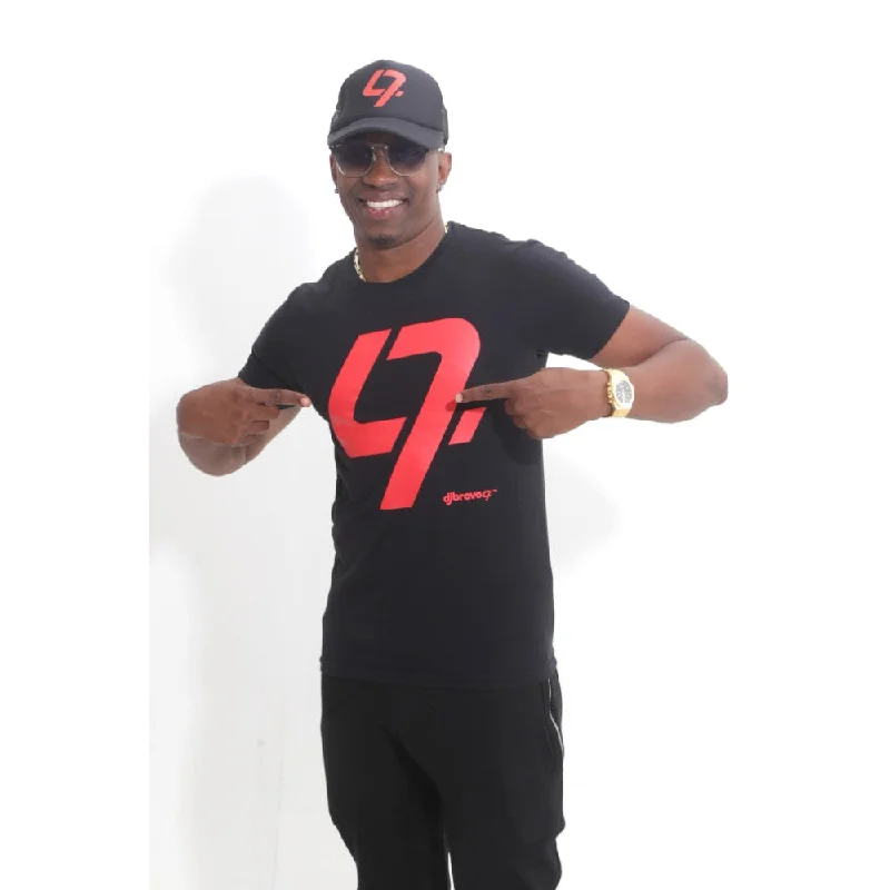 affordable men’s short sleeve work shirts -djbravo47 Men's Black - 47 Red T-shirt