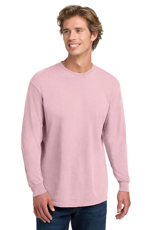 trendy short sleeve shirts for casual outings -Comfort Colors Mens Long Sleeve Crewneck T-Shirt - Blossom Pink