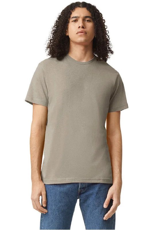 trendy short sleeve shirts for men’s wardrobe -American Apparel Mens CVC Short Sleeve Crewneck T-Shirt - Heather Khaki Brown