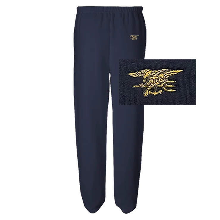 Men's pants for cool tones-Men's Navy Trident Sweatpants