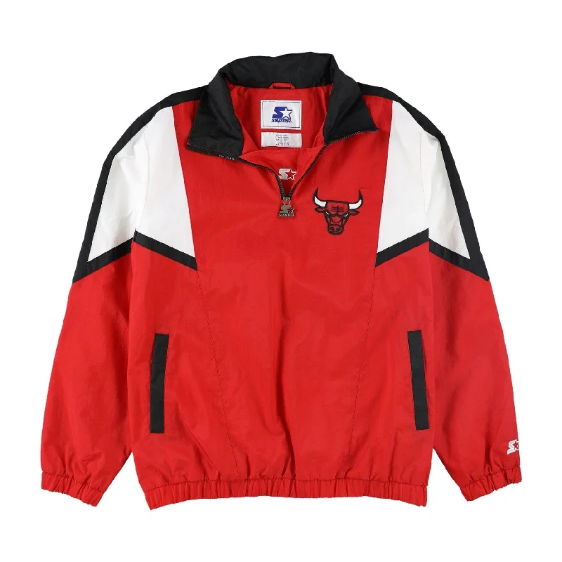 Men's uniform jackets-STARTER Mens Chicago Bulls Windbreaker Jacket, Red, Large