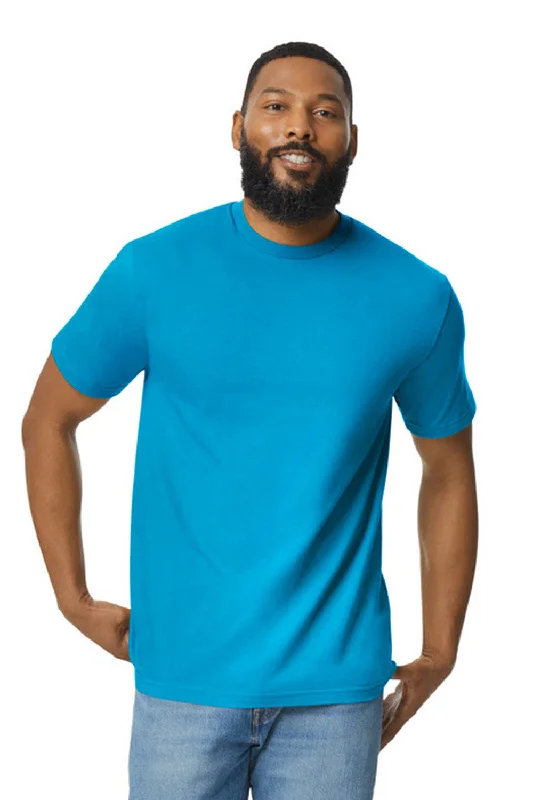 men’s checked short sleeve shirts for casual wear -Gildan Mens Softstyle Short Sleeve Crewneck T-Shirt - Sapphire Blue