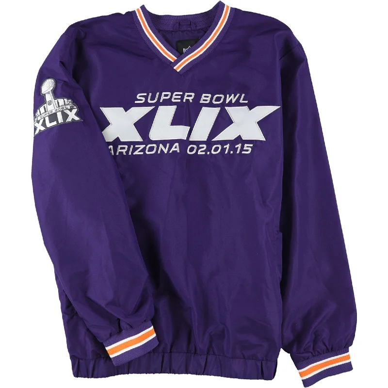 Men's autumn jackets-G-III Sports Mens Super Bowl XLIX Windbreaker Jacket, Purple, X-Large