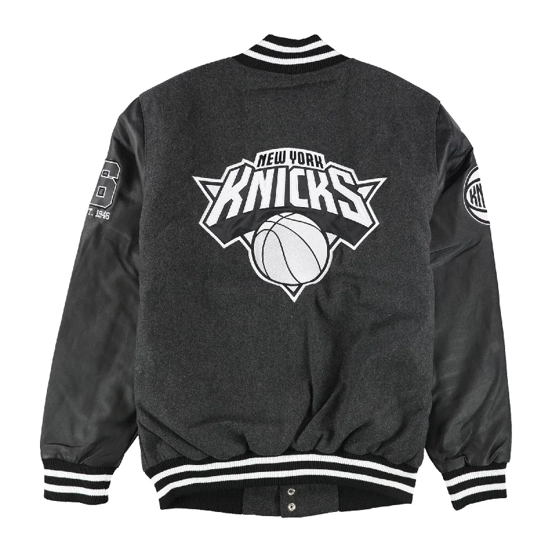 Men's alpine jackets-G-III Sports Mens NY Knicks Varsity Jacket, Black, Large (Regular)