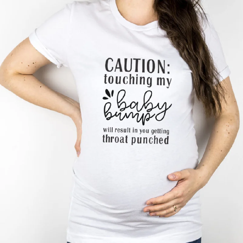 versatile short sleeve shirts for men -Caution I'm Pregnant White T-Shirt