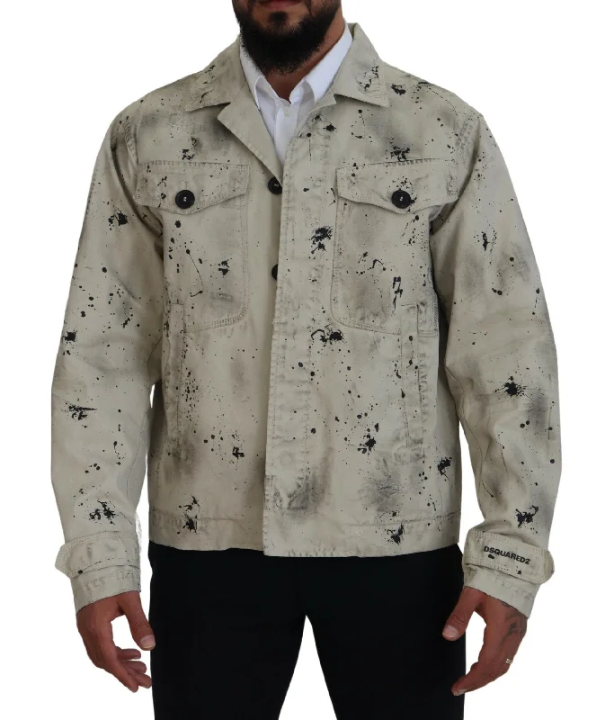 Men's transitional jackets-Dsqua²   Splash Print Casual blue Men's Jacket