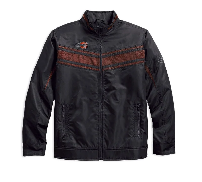 men’s comfortable and affordable short sleeve shirts -Harley-Davidson® Men's Lightweight Mesh Accent Nylon Jacket, Black 97454-18VM