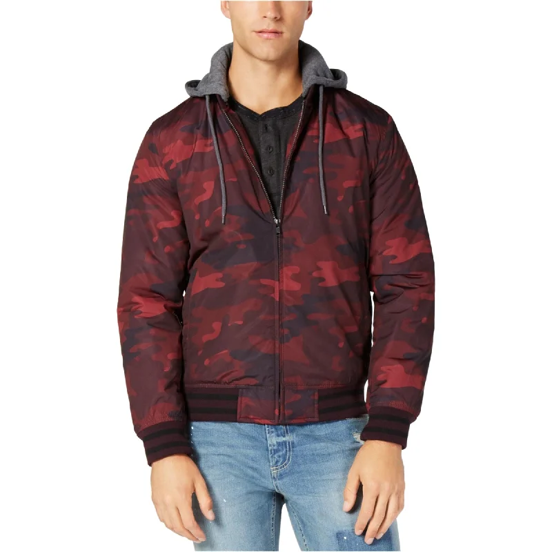 Men's pull-over jackets-American Rag Mens Tonal Camo Bomber Jacket, Red, XX-Large