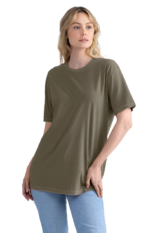 stylish short sleeve shirts for men’s casual wear -Next Level Mens Soft Wash Short Sleeve Crewneck T-Shirt - Military Green