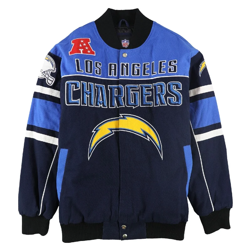 Men's snowboard parka jackets-NFL Mens LA Chargers Full-Snap Varsity Jacket, Blue, 3XL